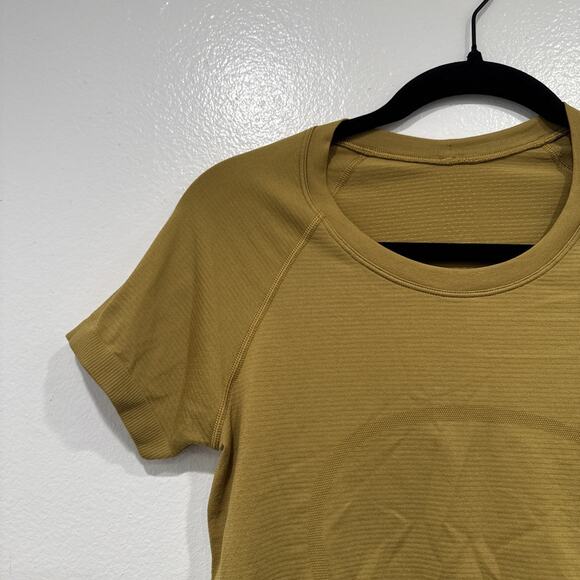 Lululemon Cropped Swiftly Top Women’s Short Sleeve Run Gym Gold Brown Color - Picture 2 of 4